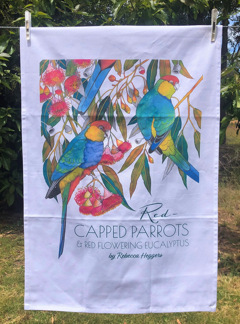 Thumbnail: Red-capped Parrots Tea Towel