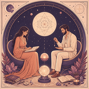 two beautiful people, one man and one woman, doing psychic work.png