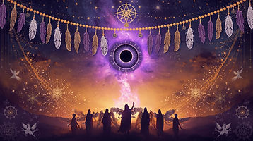this is an Event banner. it has a deep third eye and spiritual tone with ingo warm sky and
