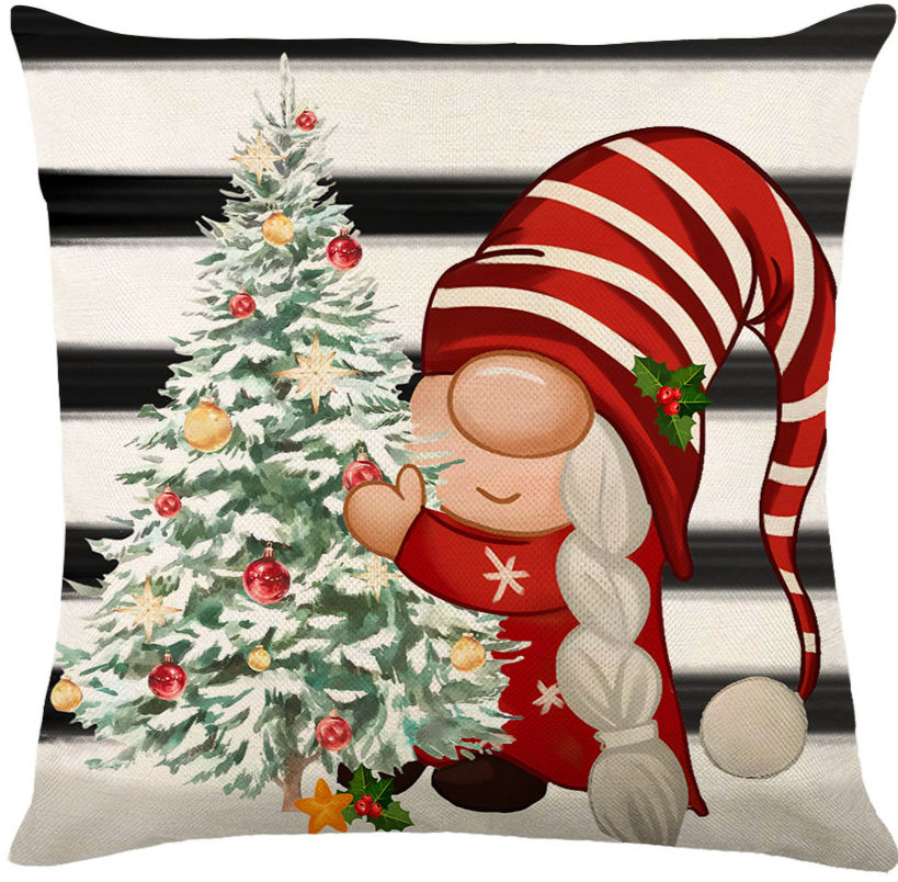 Red Gnome & Christmas Tree Cushion