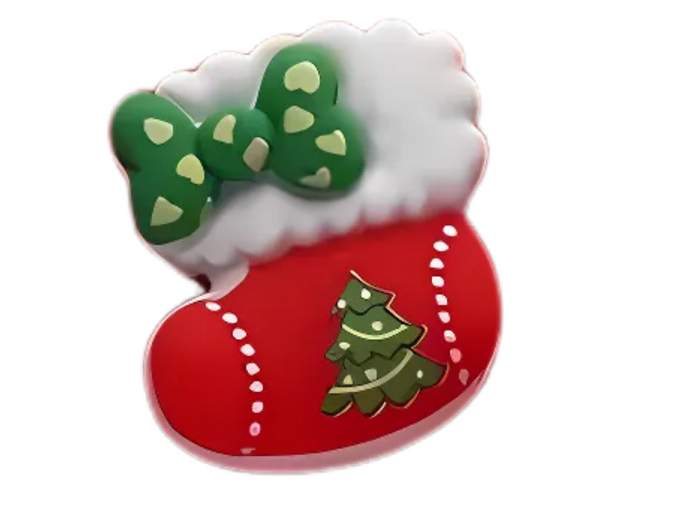 Thumbnail: Christmas Shoe Charm Christmas Stockings green bow