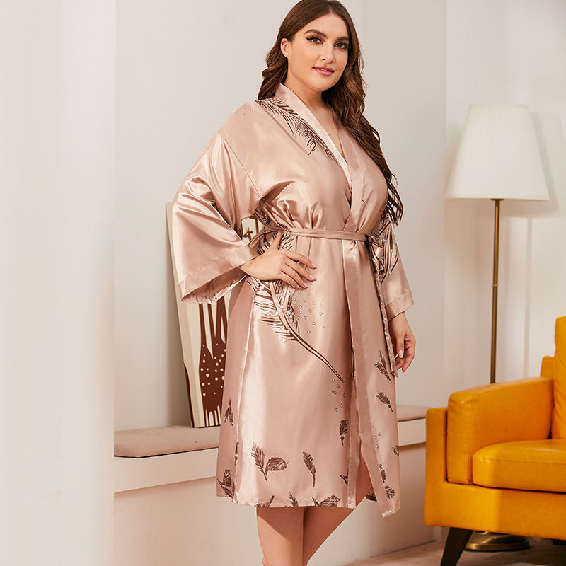 Thumbnail: Ice silk ladies silk nightgown spring and summer silk bathrobes European and Ame