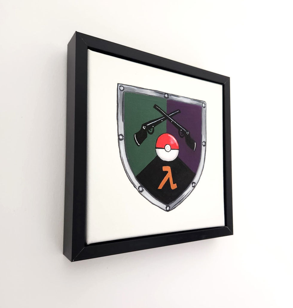 Shield commission, acrylic on canvas side view
