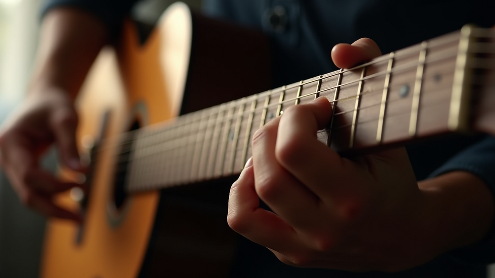 Close-up view of guitar fretboard and frets during a professional setup