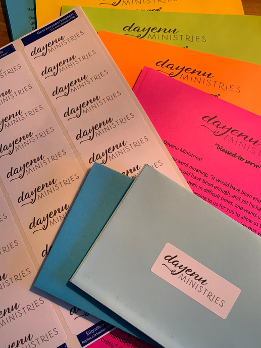Printed labels?? Check out Dayenu Ministries looking sharp on the envelopes!