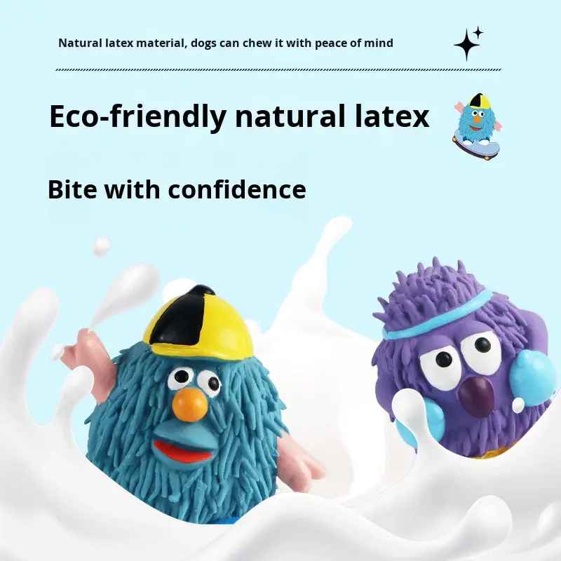 Thumbnail: Natural Latex Lifelike Puppy Teething Ball Squeaky Bite-Resistant Chew Toy Aggre
