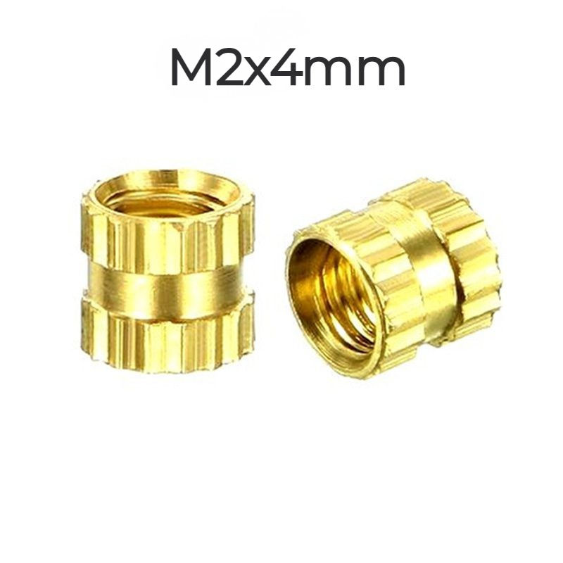 M2 × 4 mm Brass Insert Nut – Knurled Heat Set Threaded Insert (Pack of 25)