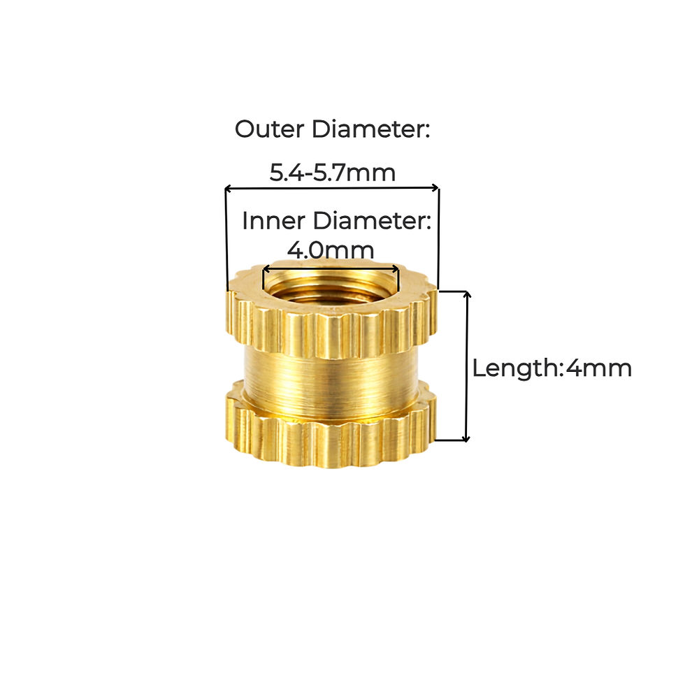 Thumbnail: M4 x 4 mm Brass Heat Set Knurled Threaded Insert Nut Dimension Diagram | enginear.in
