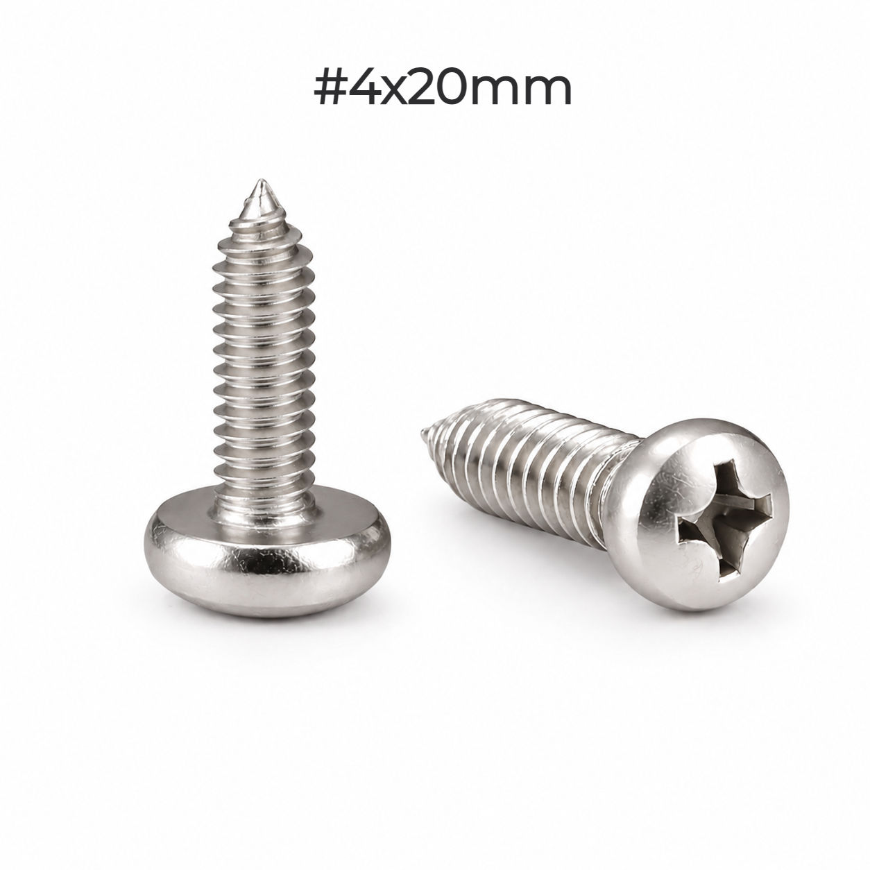 #4 x 20 mm SS304 Pan Head Self Tapping Screw Pointed End Pack of 25 | enginear .in
