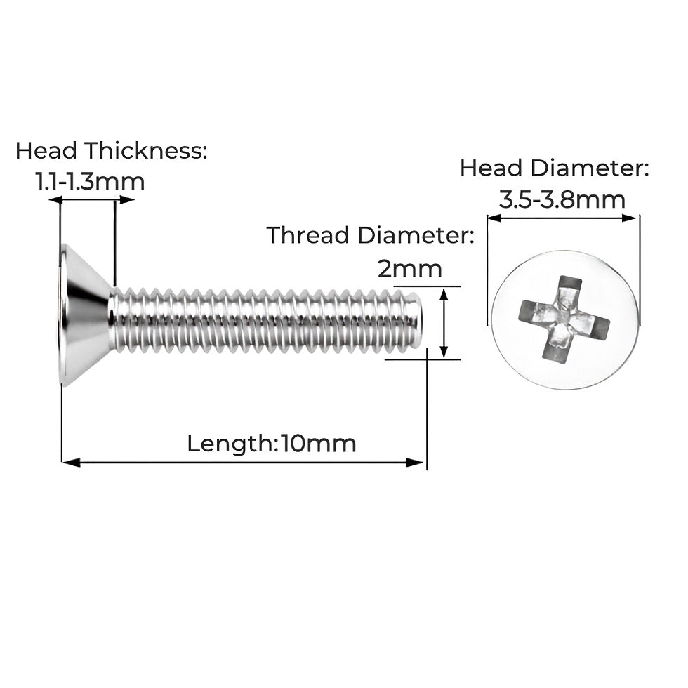 M2x10 mm SS304 Countersunk Machine Screw Dimension Diagram | enginear.in