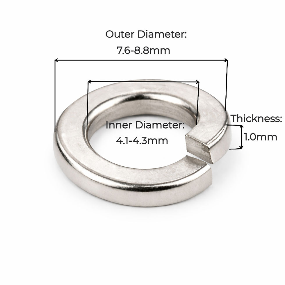 M4 SS304 Stainless Steel Spring Washer Split Lock Washer Pack of 25 | enginear.in