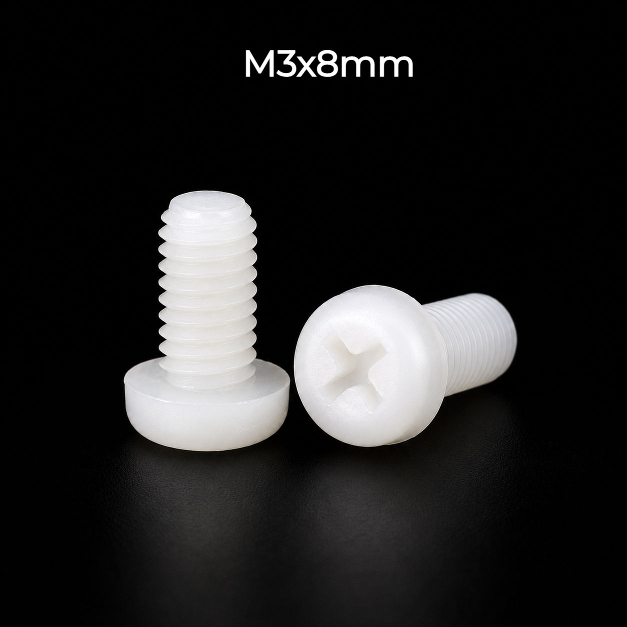 M3 x 8 mm White Nylon Pan Head Machine Screw Pack of 25 | enginear.in
