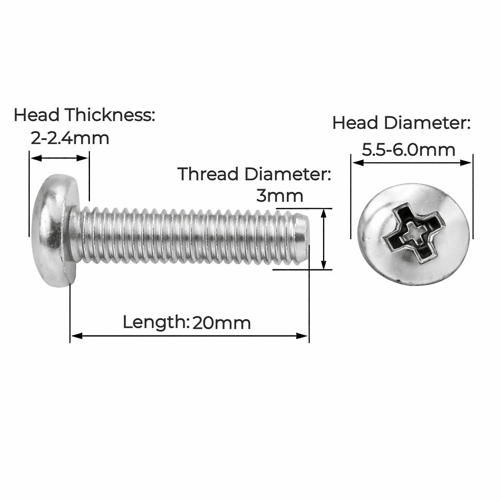 M3 x 20 mm SS304 Pan Head Machine Screw Pack of 25 | enginear.in