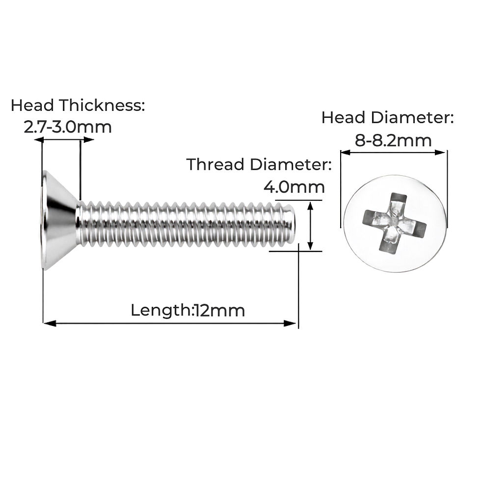 M4x12 mm Countersunk Machine Screw Dimension Diagram | enginear.in