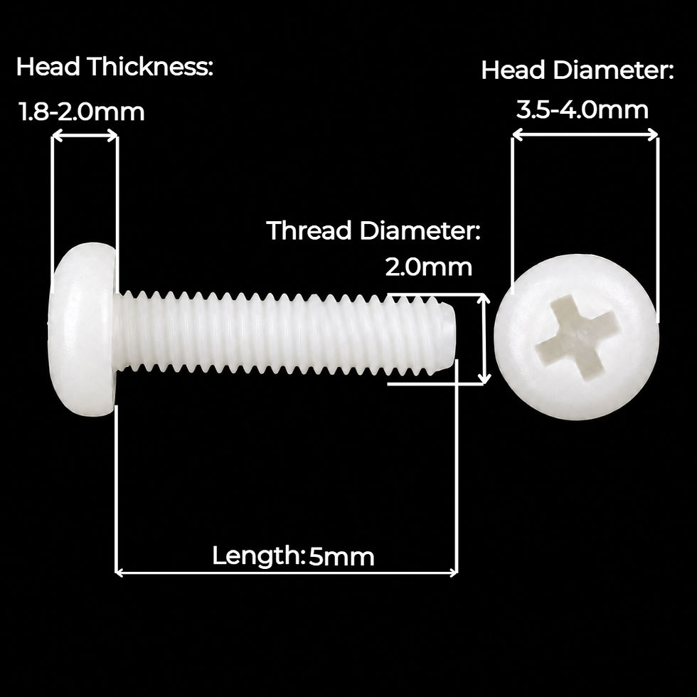 M2x5mm White Nylon Pan Head Machine Screw Dimension Diagram | enginear.in