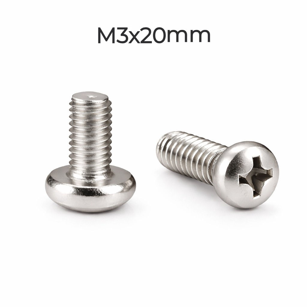 M3 x 20 mm SS304 Pan Head Machine Screw Pack of 25 | enginear.in