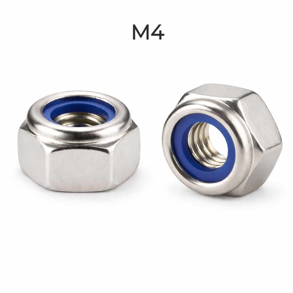 M4 SS304 Stainless Steel Lock Hex Nut with Nylon Insert Pack of 25 | enginear.in