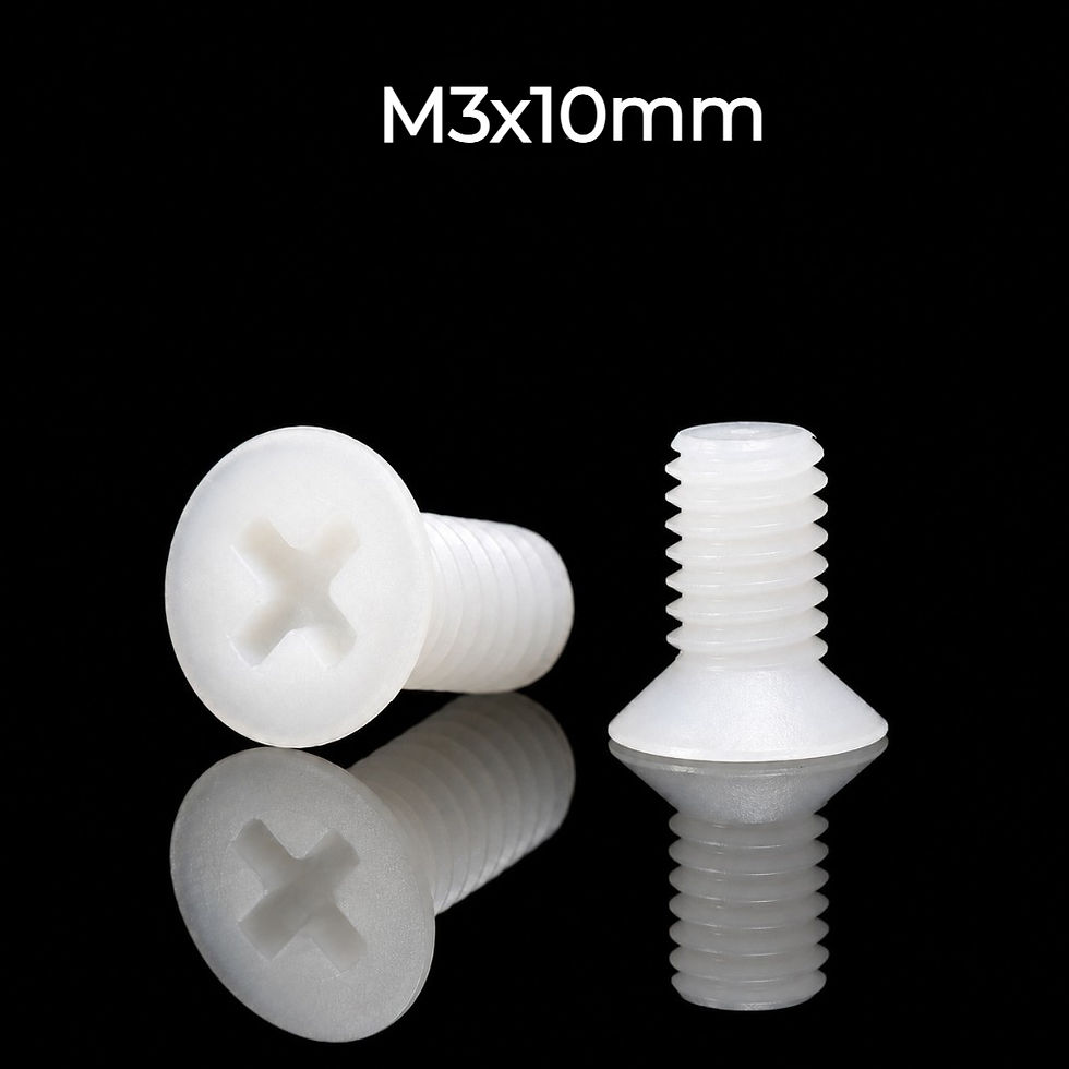 M3x10 mm White Nylon Countersunk Machine Screw | enginear.in