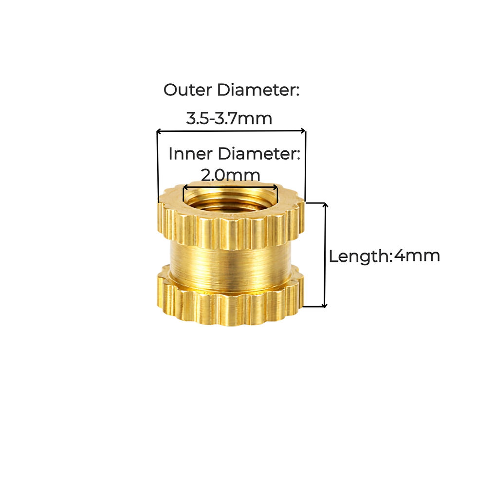 M2x4 mm Brass Insert Nut – Knurled Heat Set Threaded Insert Dimension Diagram | enginear.in