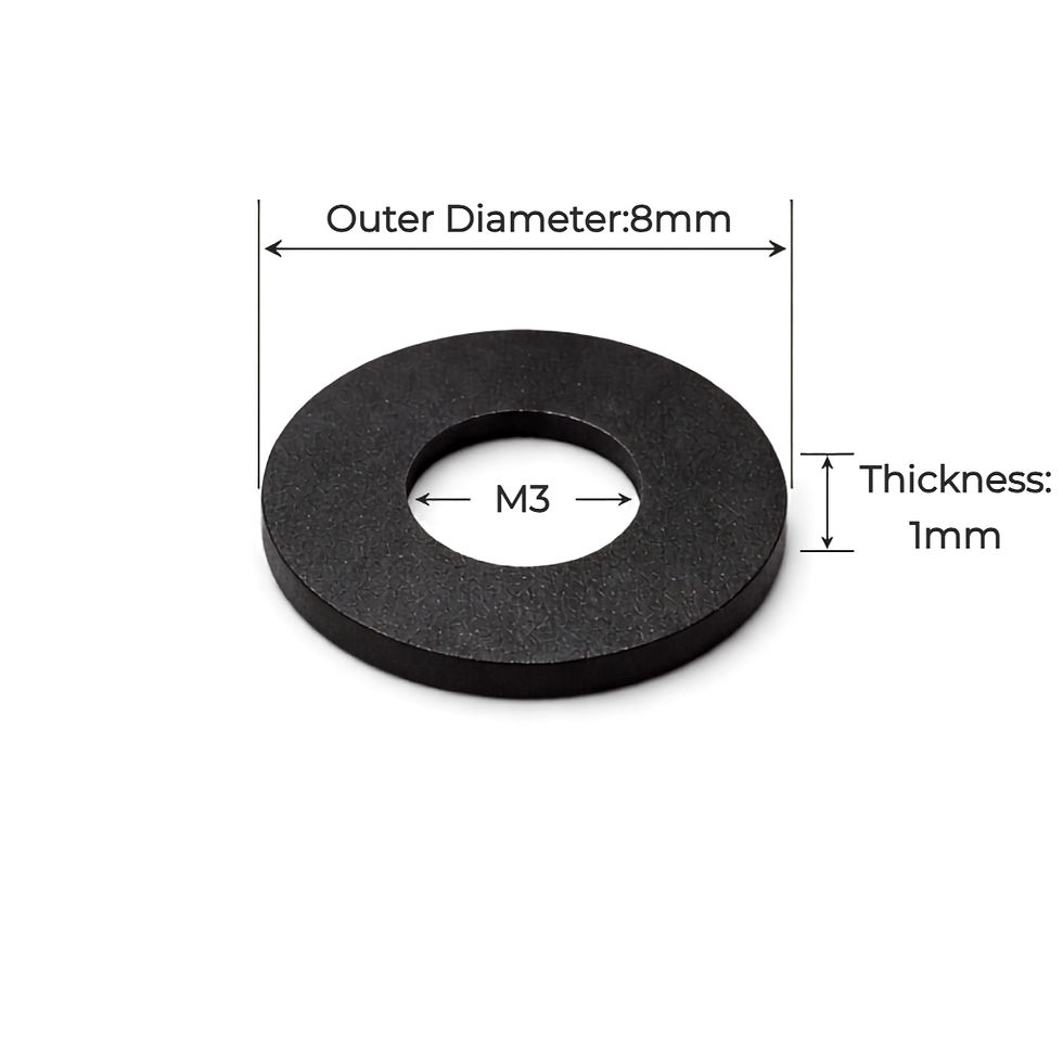 Thumbnail: M3 Nylon Washer – Black Plastic Flat Washer 