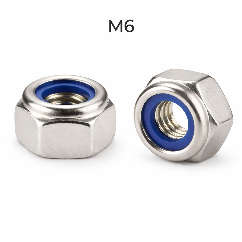 M6 SS304 Stainless Steel Lock Hex Nut with Nylon Insert | enginear.in
