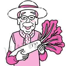 野菜を持っている高齢者のイラスト