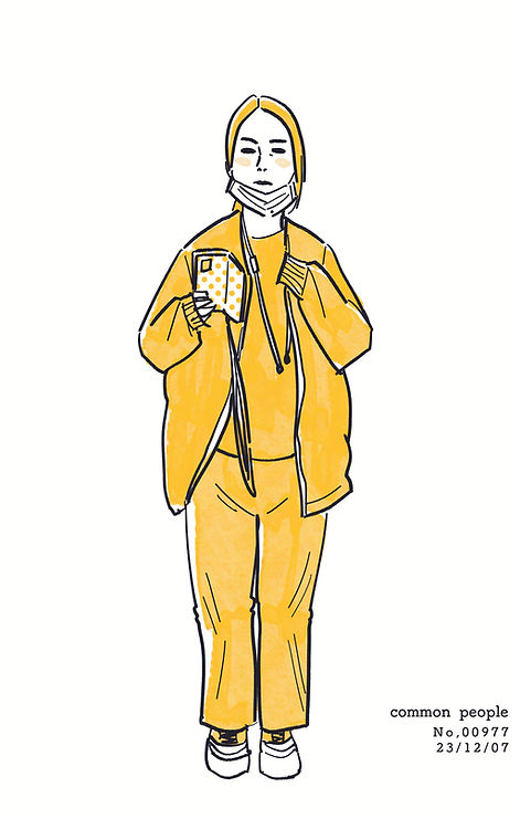 街で見かけた人物の全身イラスト。年代のの、性別。