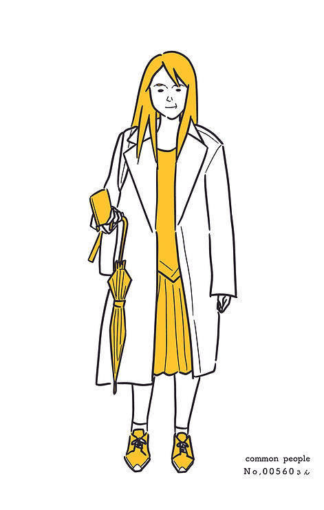 街で見かけた人物の全身イラスト。年代のの、性別。