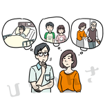 家族のことを考える夫婦のイラスト