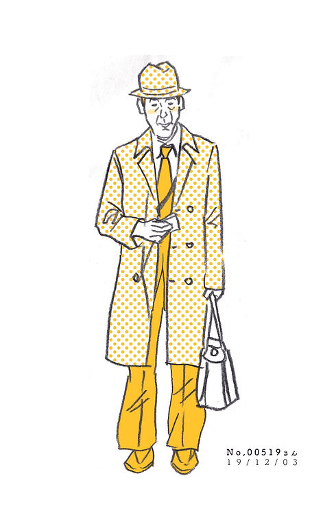 街で見かけた人物の全身イラスト。年代のの、性別。