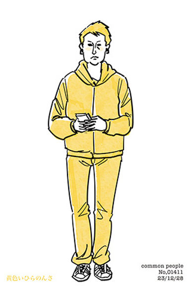 街で見かけた人物の全身イラスト。年代のの、性別。