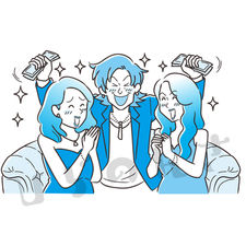 キャバクラでお金を使う美容師のイラスト