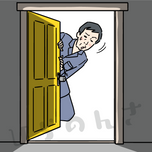 小さな扉を覗く男性の夢のイラスト