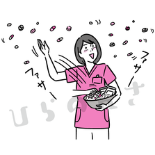 薬をばら撒く医者のイラスト