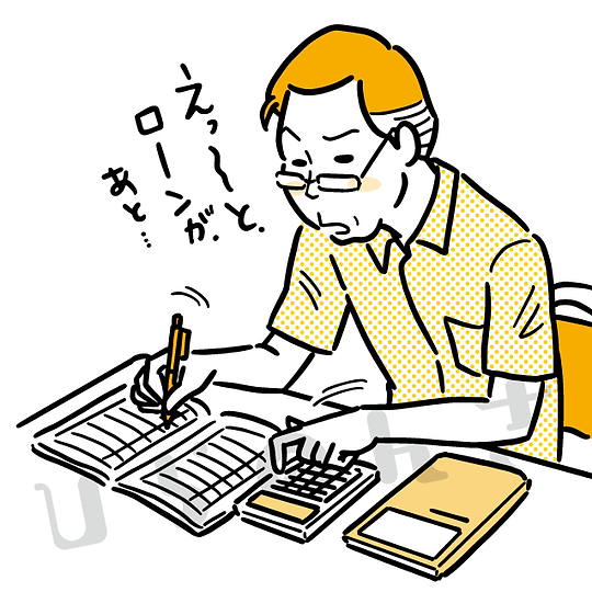 お金を計算している男性のイラスト