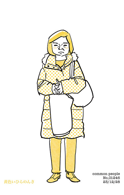 街で見かけた人物の全身イラスト。年代のの、性別。