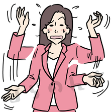 説明をあれこれする女性のイラスト