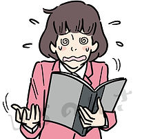 説明に困っている男性のイラスト