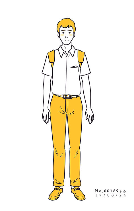 街で見かけた人物の全身イラスト。年代のの、性別。