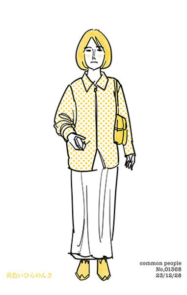 街で見かけた人物の全身イラスト。年代のの、性別。