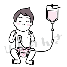 点滴を受ける赤ちゃんのイラスト