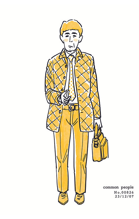 街で見かけた人物の全身イラスト。年代のの、性別。