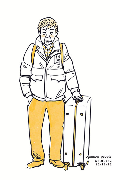 街で見かけた人物の全身イラスト。年代のの、性別。