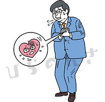 心臓がどきどきする小太り男性のイラスト