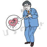 心臓がどきどきする小太り男性のイラスト
