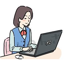 パソコン入力をする制服の女性のイラスト
