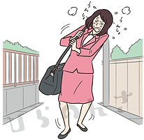 重い荷物を運ぶ女性のイラスト