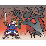 ヒーローになって悪者と戦う子供の夢のイラスト