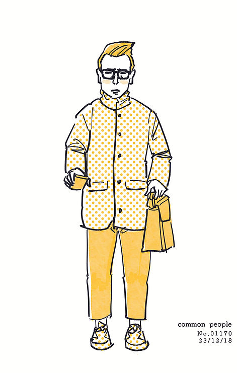 街で見かけた人物の全身イラスト。年代のの、性別。