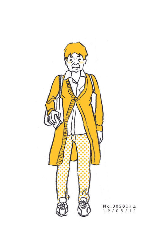 街で見かけた人物の全身イラスト。年代のの、性別。